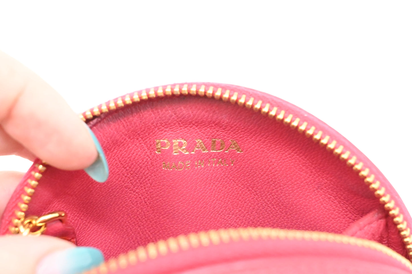 Prada Coin Case in Pink Saffiano Leather