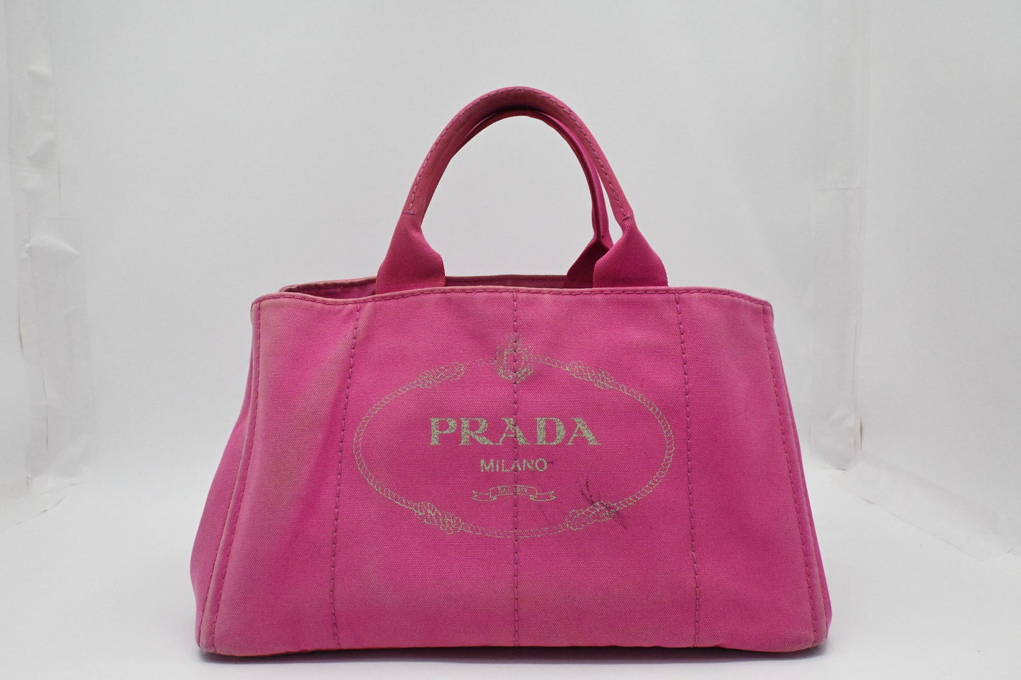 Prada Large Canapa Tote in Pink Canvas