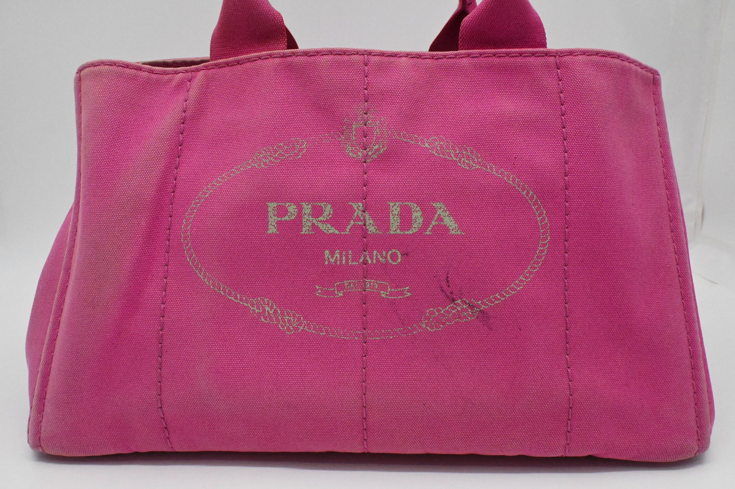 Prada Large Canapa Tote in Pink Canvas
