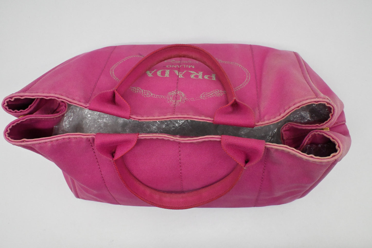 Prada Large Canapa Tote in Pink Canvas