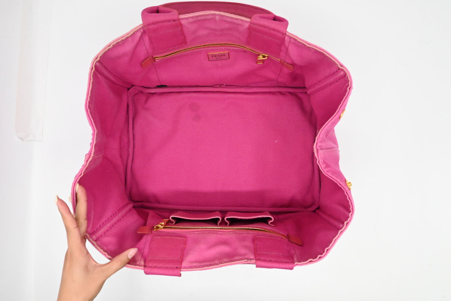 Prada Large Canapa Tote in Pink Canvas