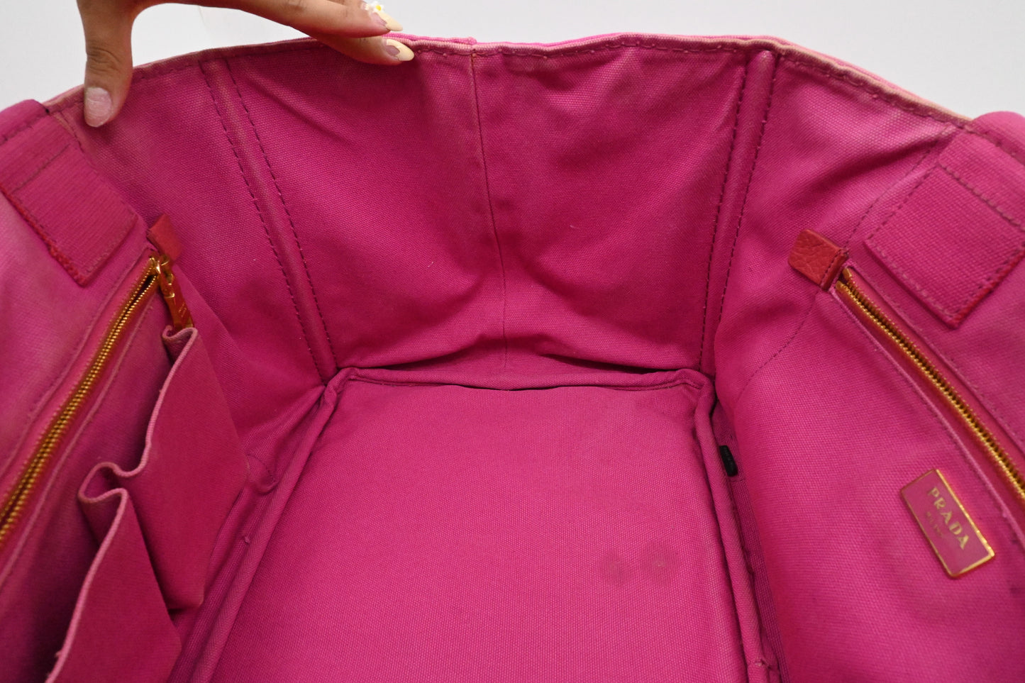 Prada Large Canapa Tote in Pink Canvas