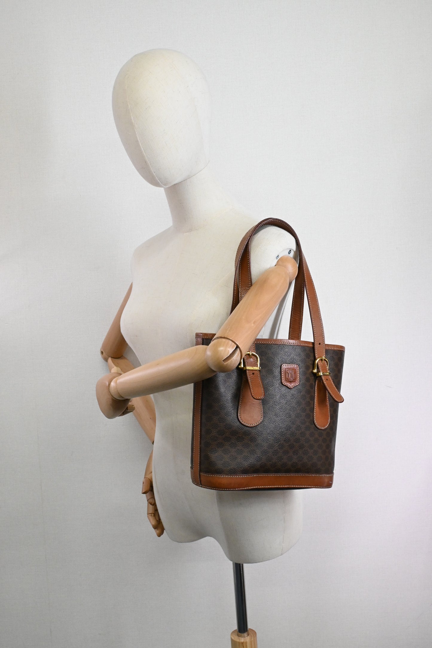 Celine Bucket Bag in Brown Macadam Canvas