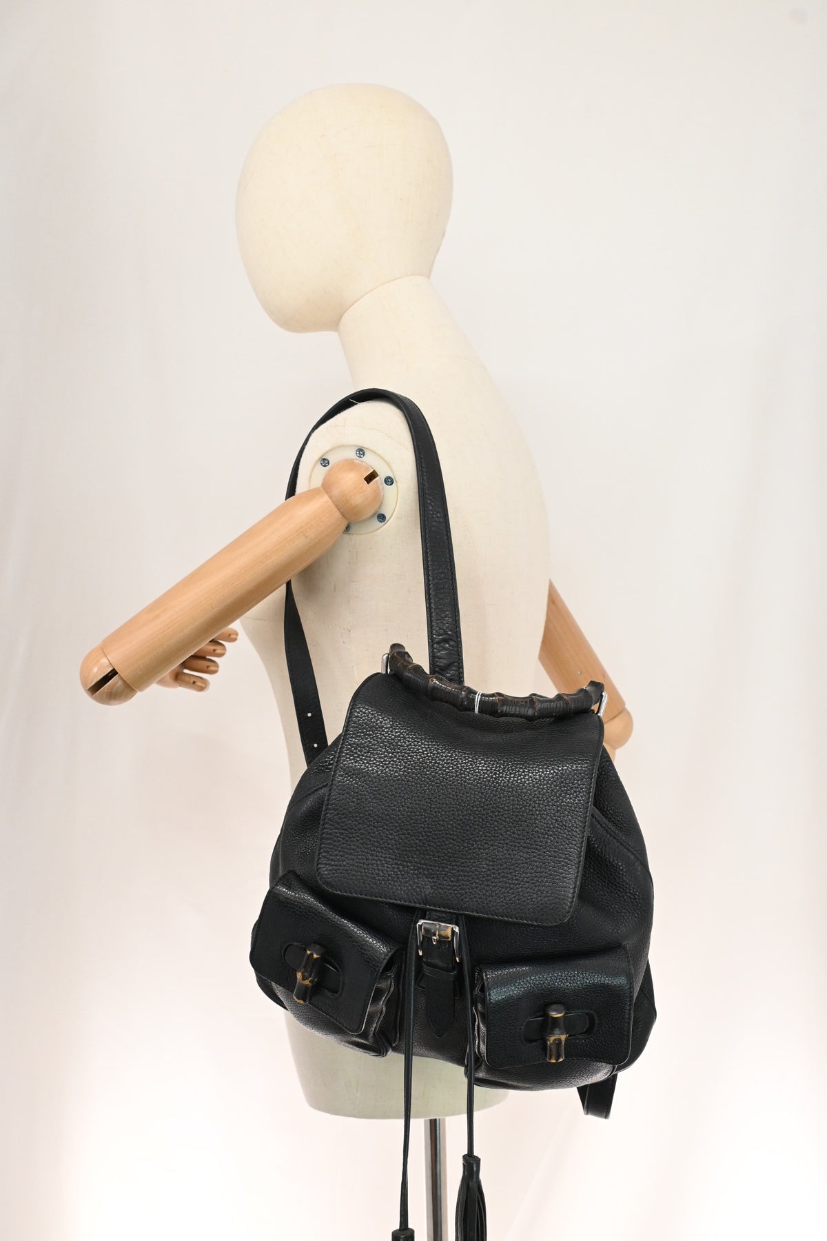 Gucci Bamboo Backpack in Black Leather