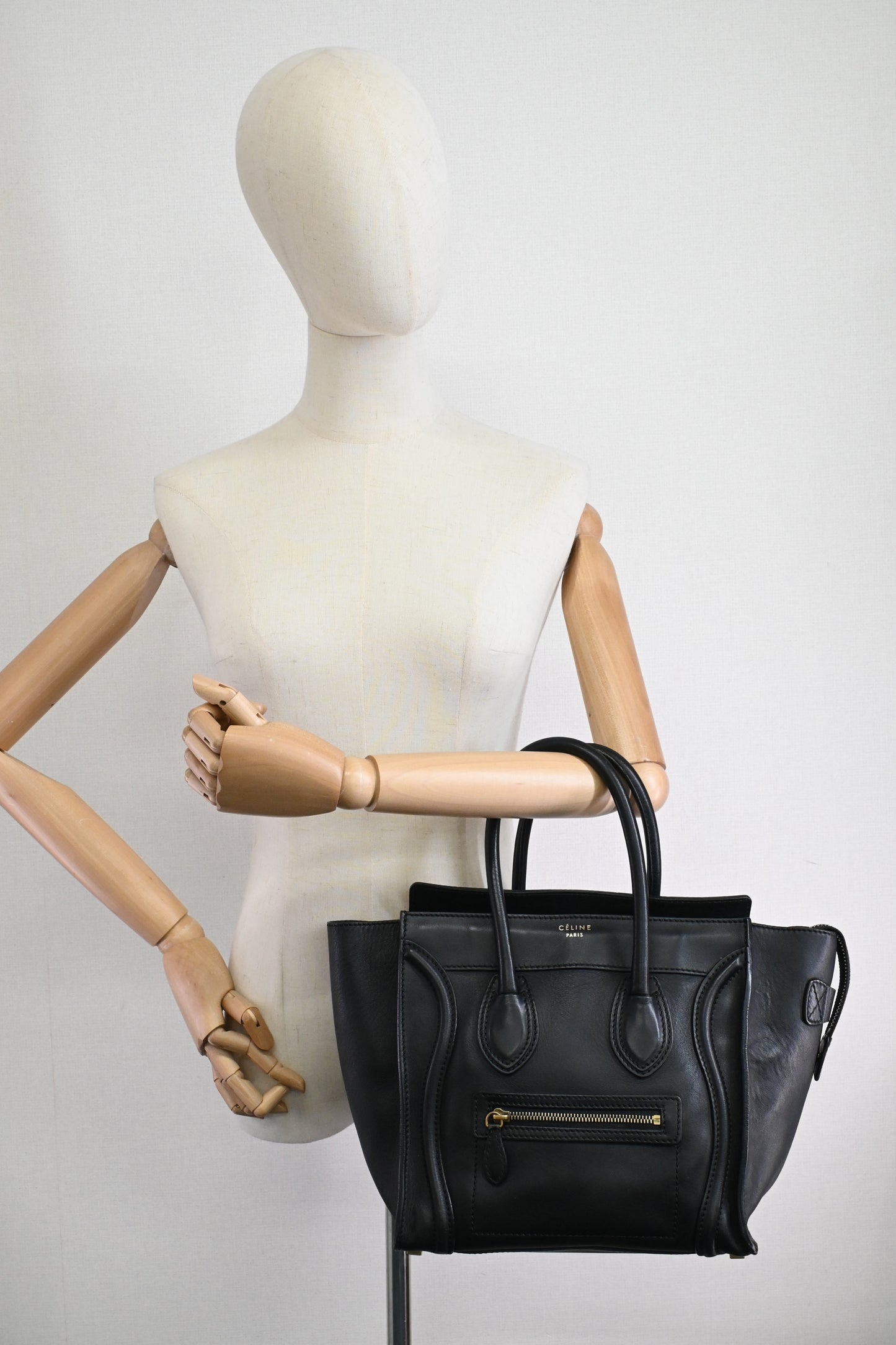 Celine Micro Luggage in Black Leather