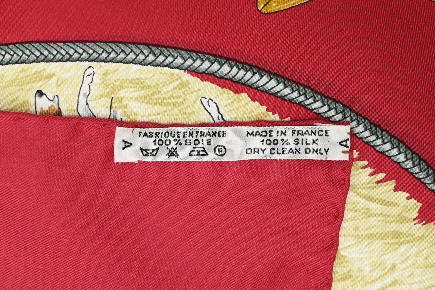 Hermes Carre 90 "Le Laisser Courre" in Red Silk