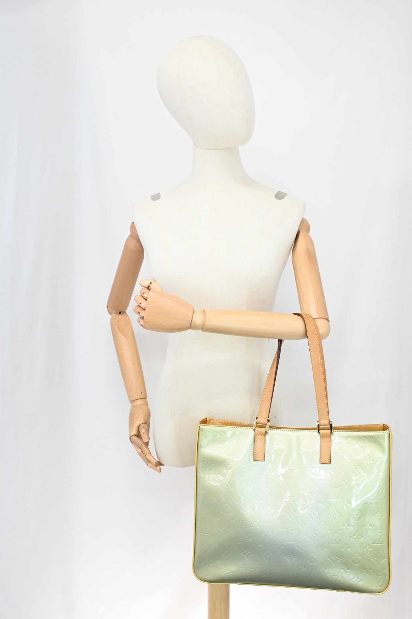 Louis Vuitton Columbus in Silver Green and Yellow Vernis Leather