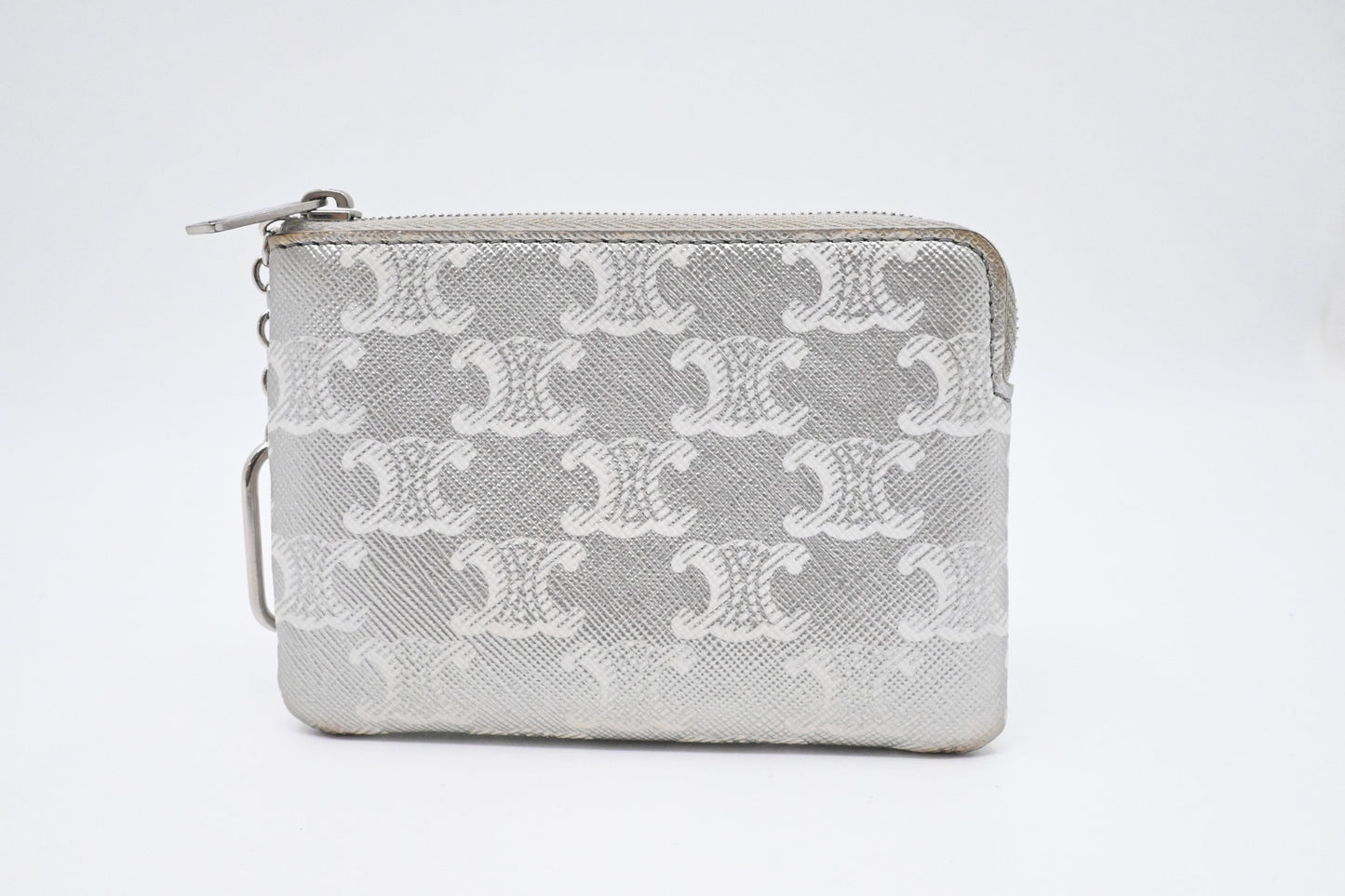 Celine Key Pouch in Silver Triomphe Canvas