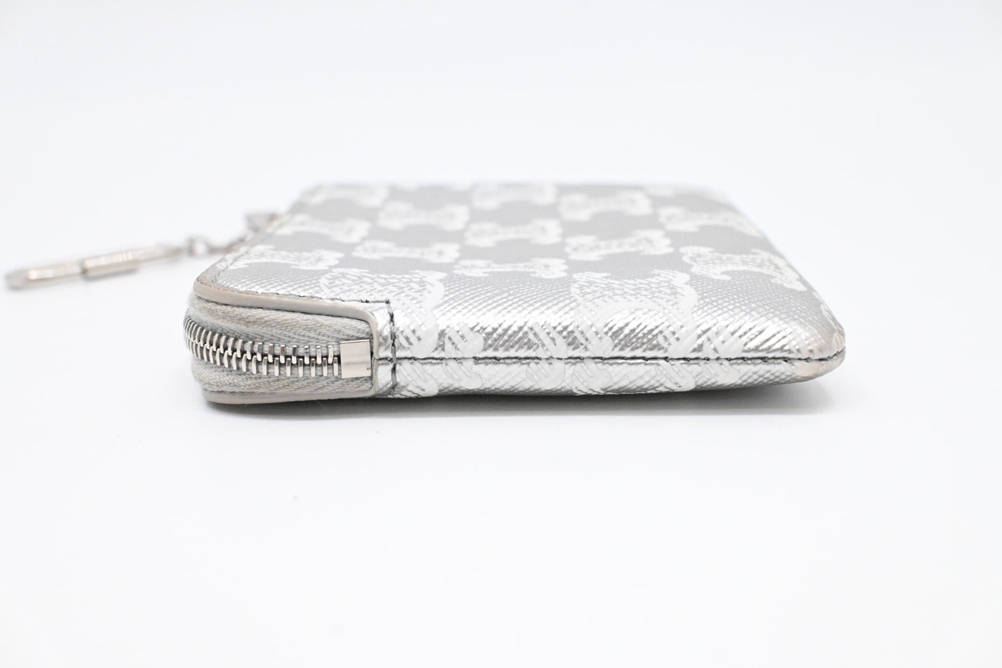 Celine Key Pouch in Silver Triomphe Canvas