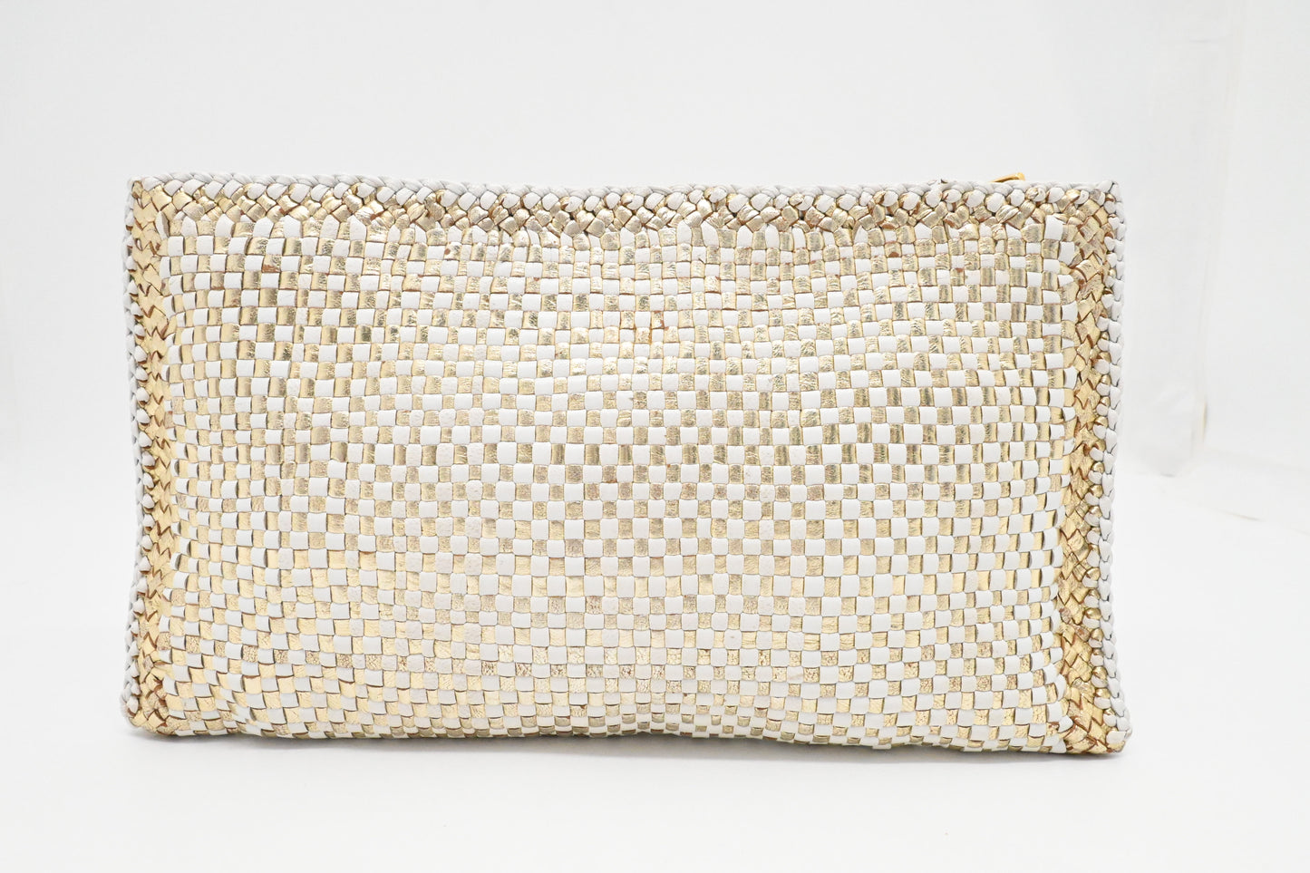 Prada Clutch in White and Gold Leather