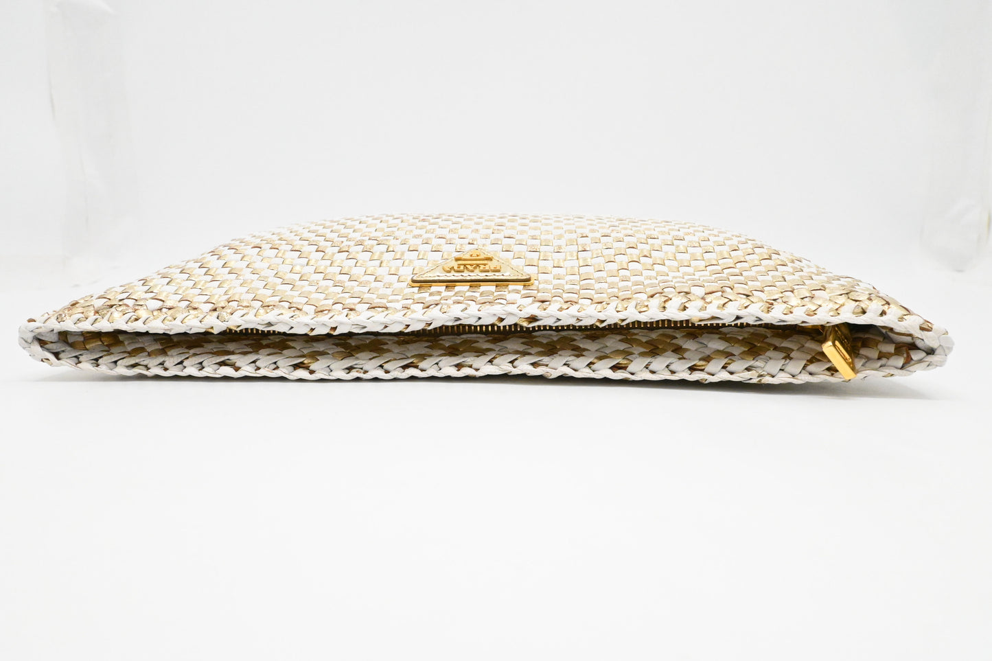 Prada Clutch in White and Gold Leather
