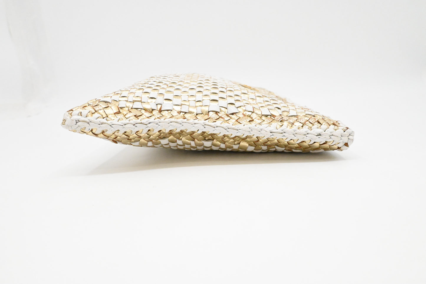 Prada Clutch in White and Gold Leather