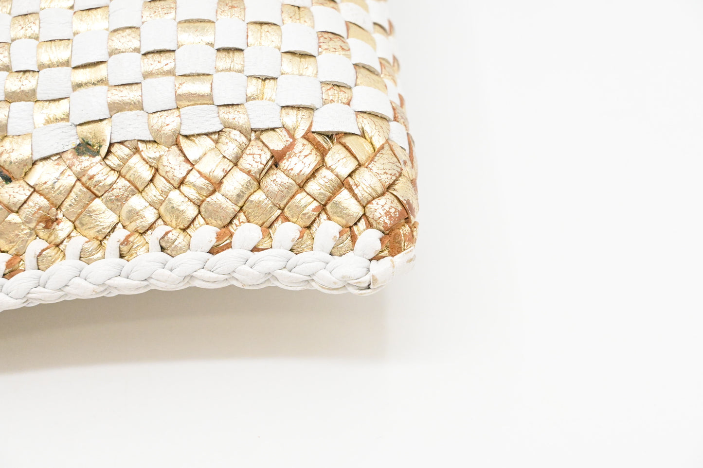 Prada Clutch in White and Gold Leather