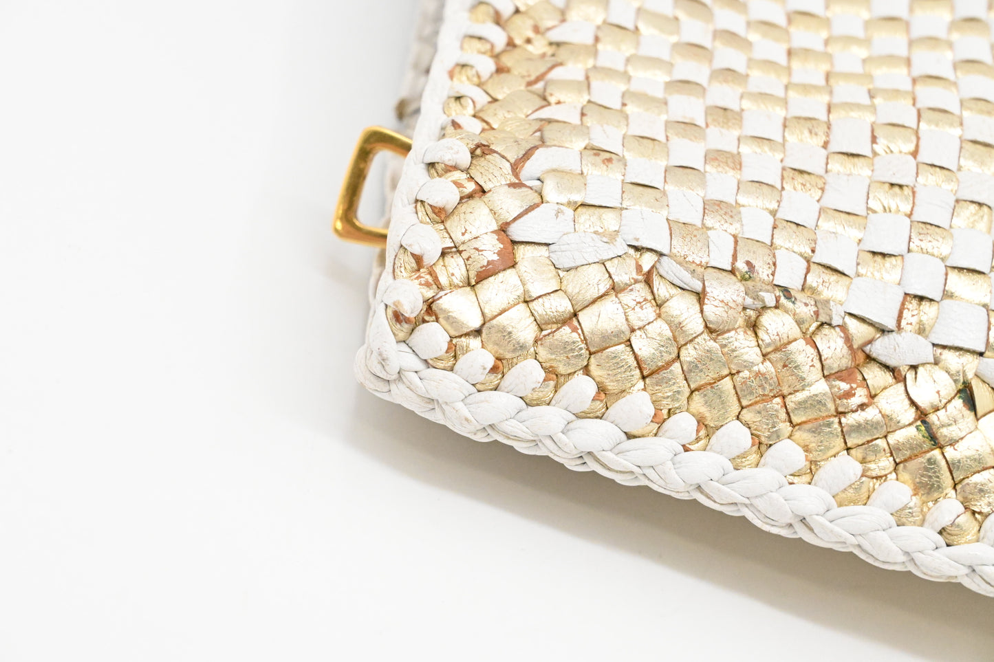 Prada Clutch in White and Gold Leather