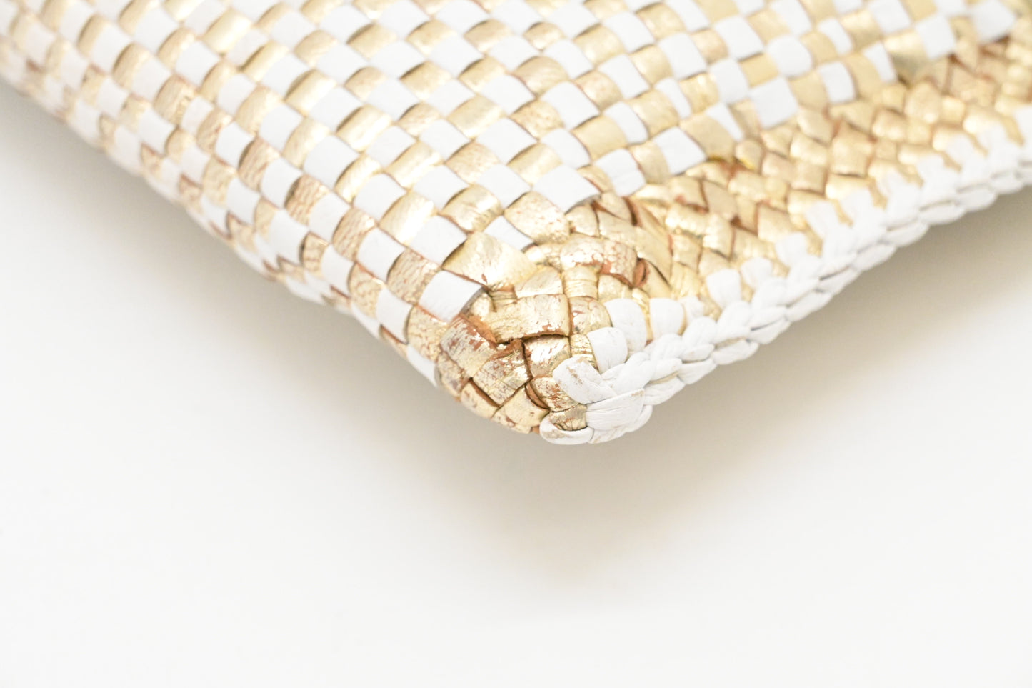 Prada Clutch in White and Gold Leather