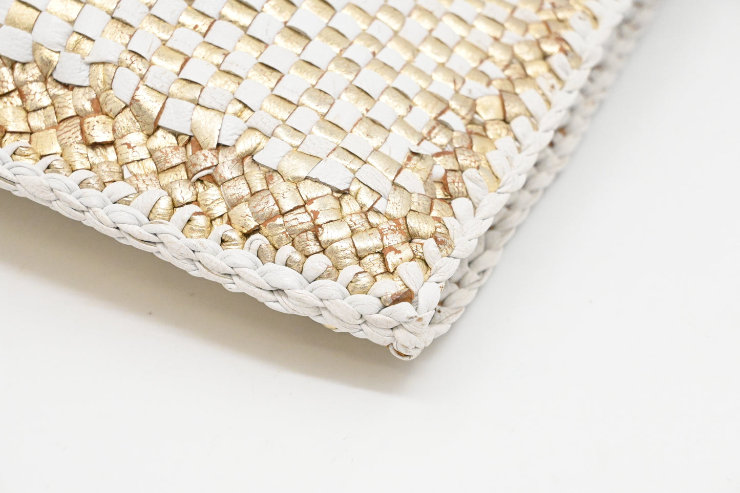 Prada Clutch in White and Gold Leather