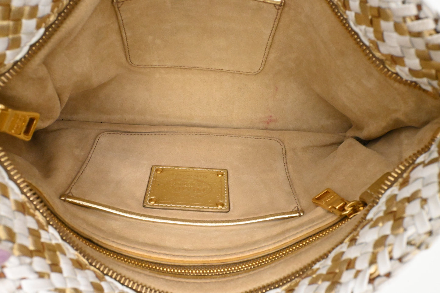 Prada Clutch in White and Gold Leather