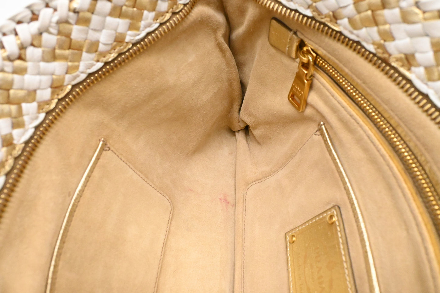 Prada Clutch in White and Gold Leather