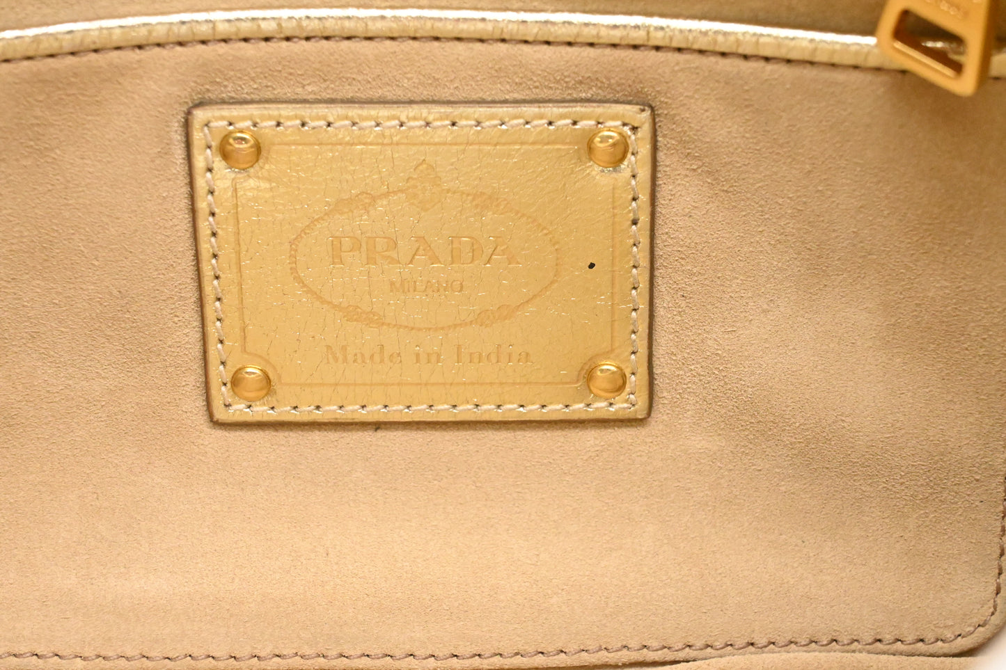 Prada Clutch in White and Gold Leather