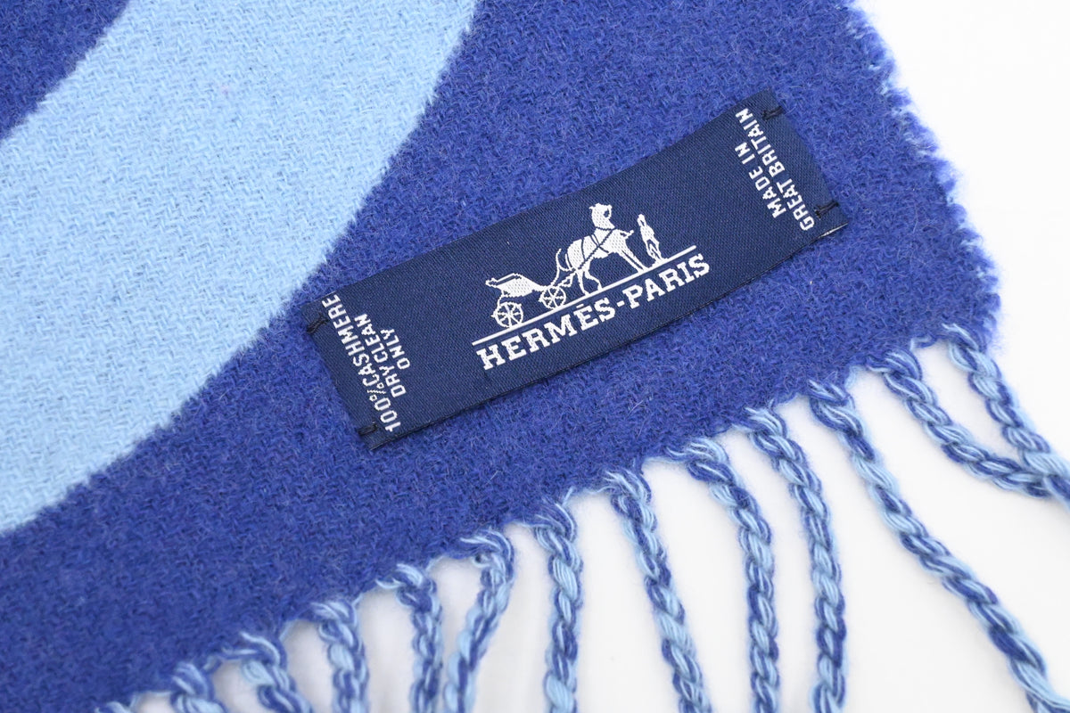 Hermes Casaque Charms Scarf in Blue Cashmere