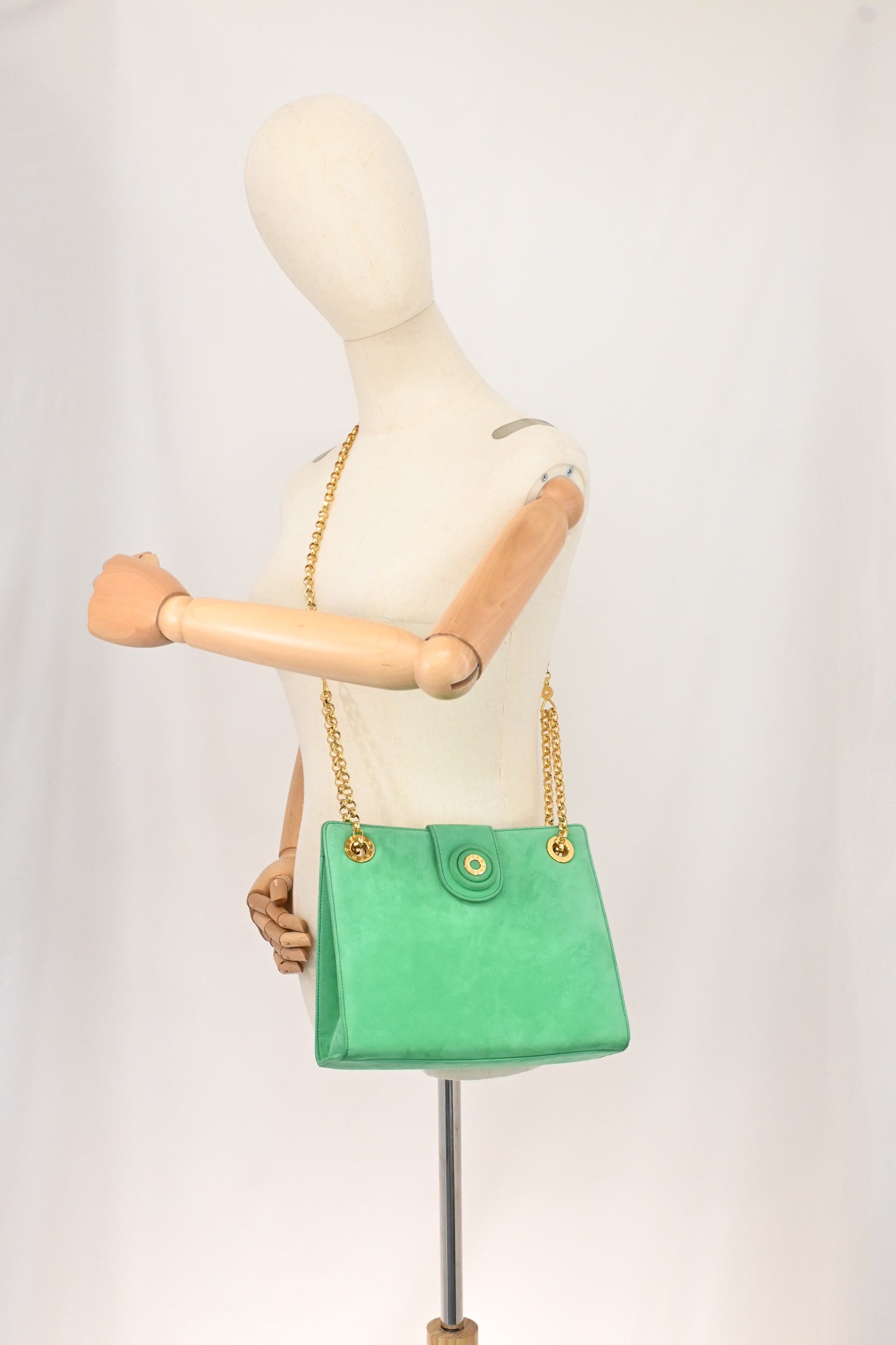 Tiffany & Co. Chain Shoulder Bag in Light Green Suede