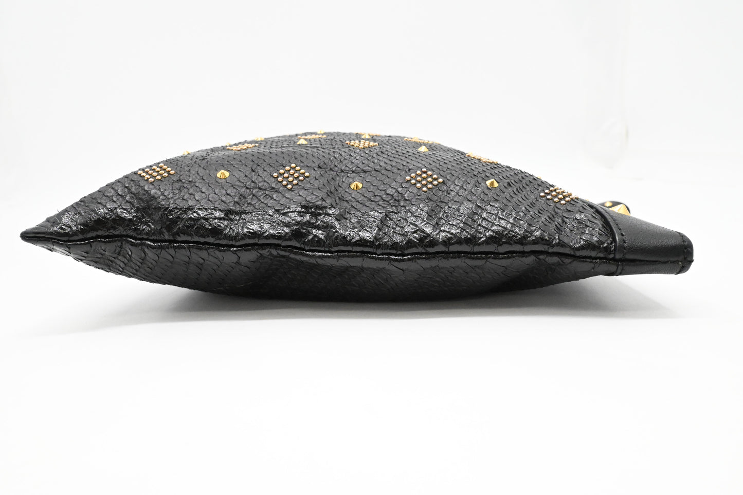 MCM Clutch in Black Faux Python Leather