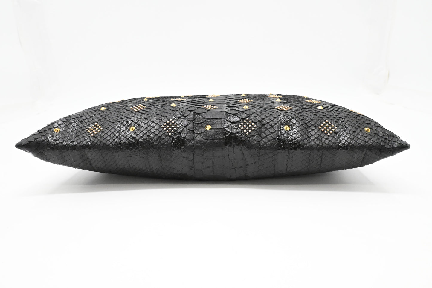 MCM Clutch in Black Faux Python Leather