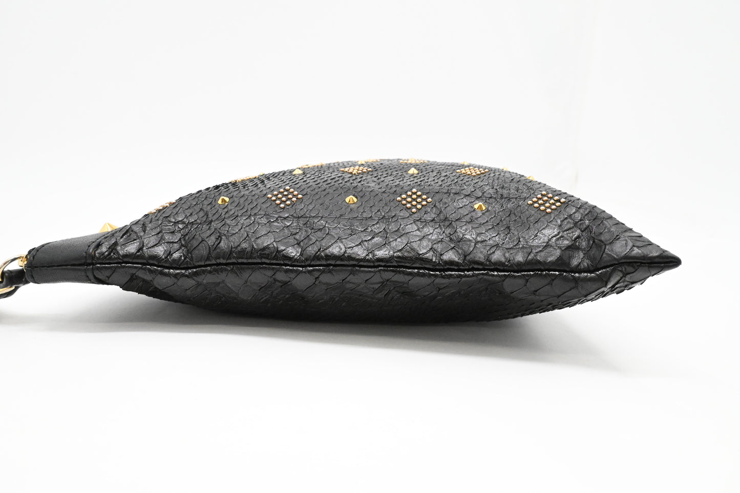 MCM Clutch in Black Faux Python Leather