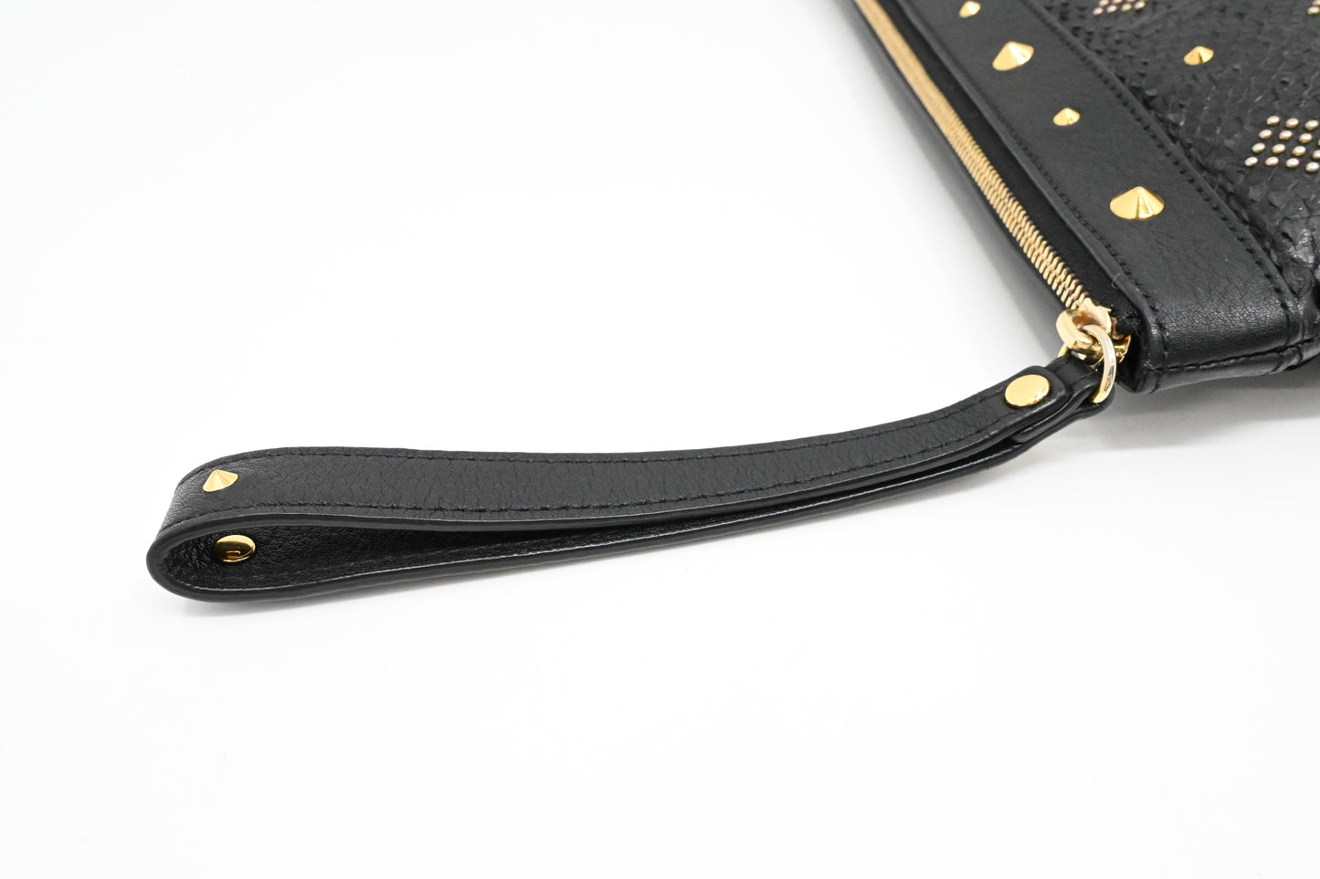 MCM Clutch in Black Faux Python Leather
