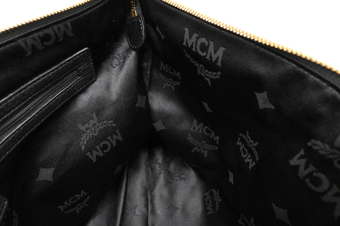 MCM Clutch in Black Faux Python Leather