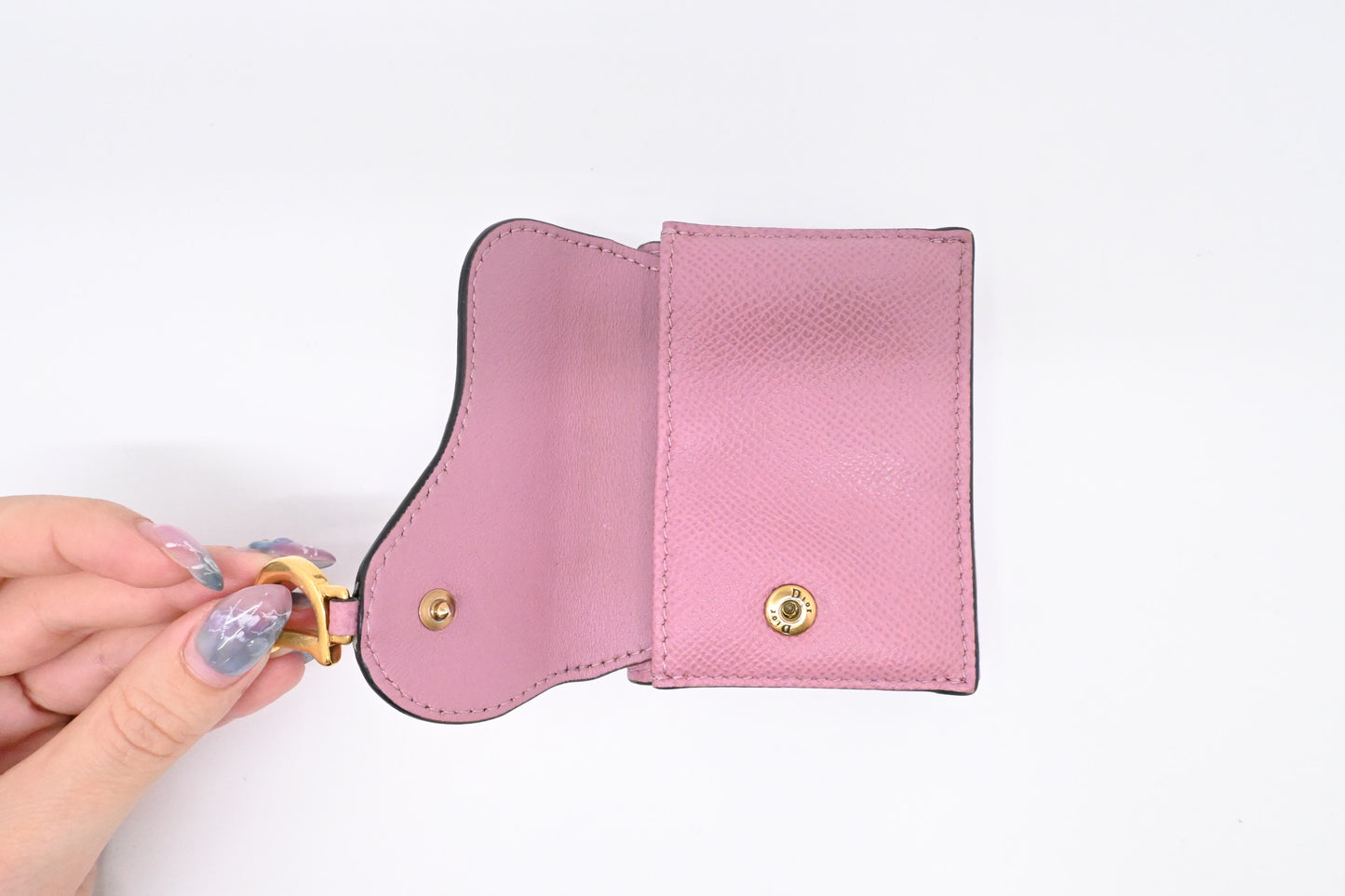 Dior Saddle Compact Wallet in Pink Leather