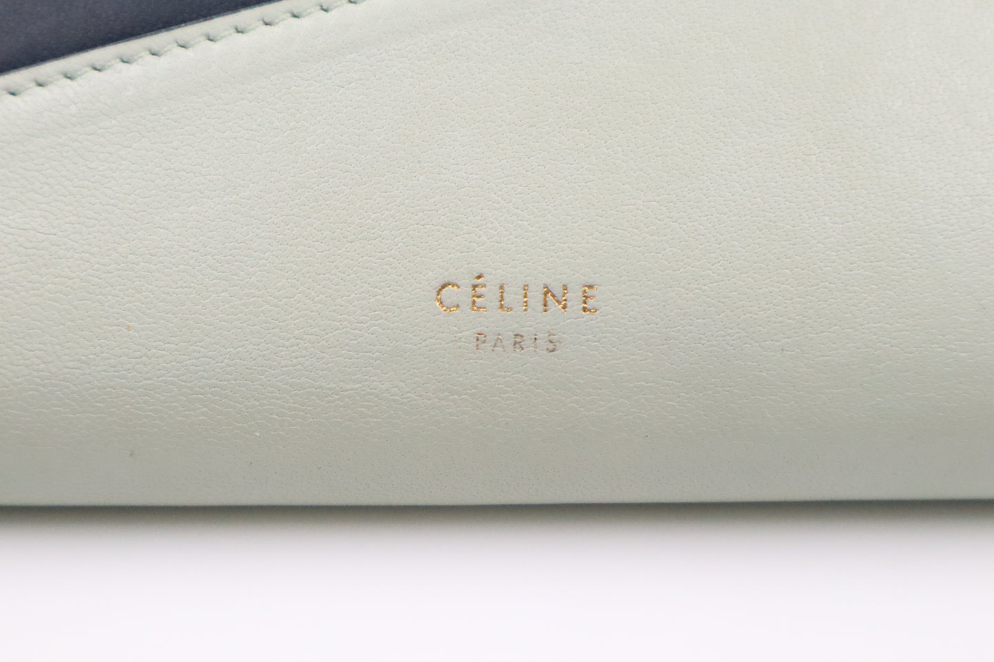 Celine Long Wallet in Navy and Mint Green Leather