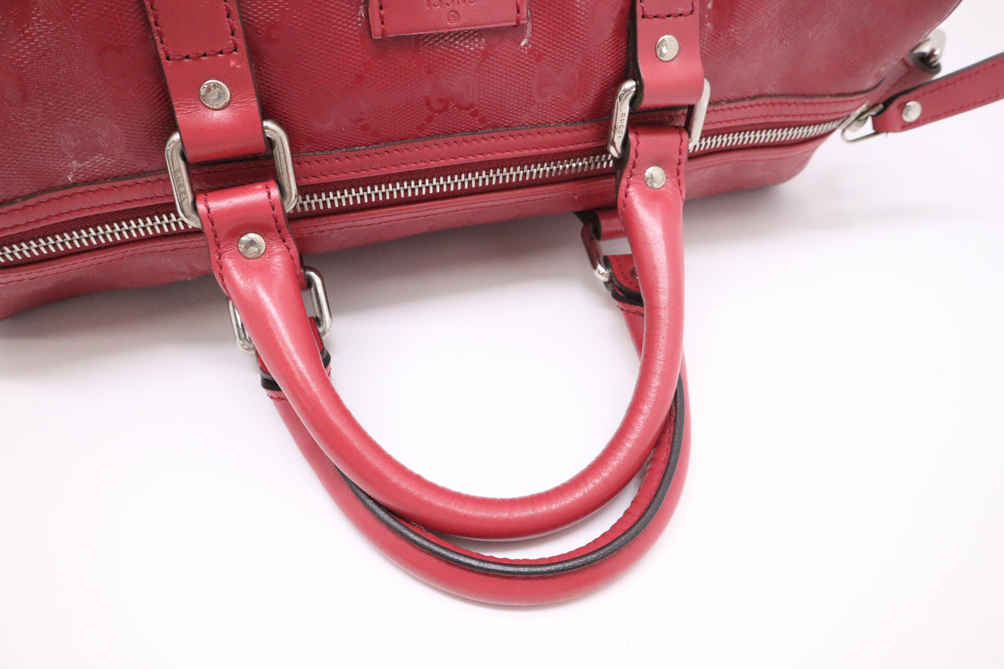 Gucci Boston Bag in Red Guccissima Coated Canvas