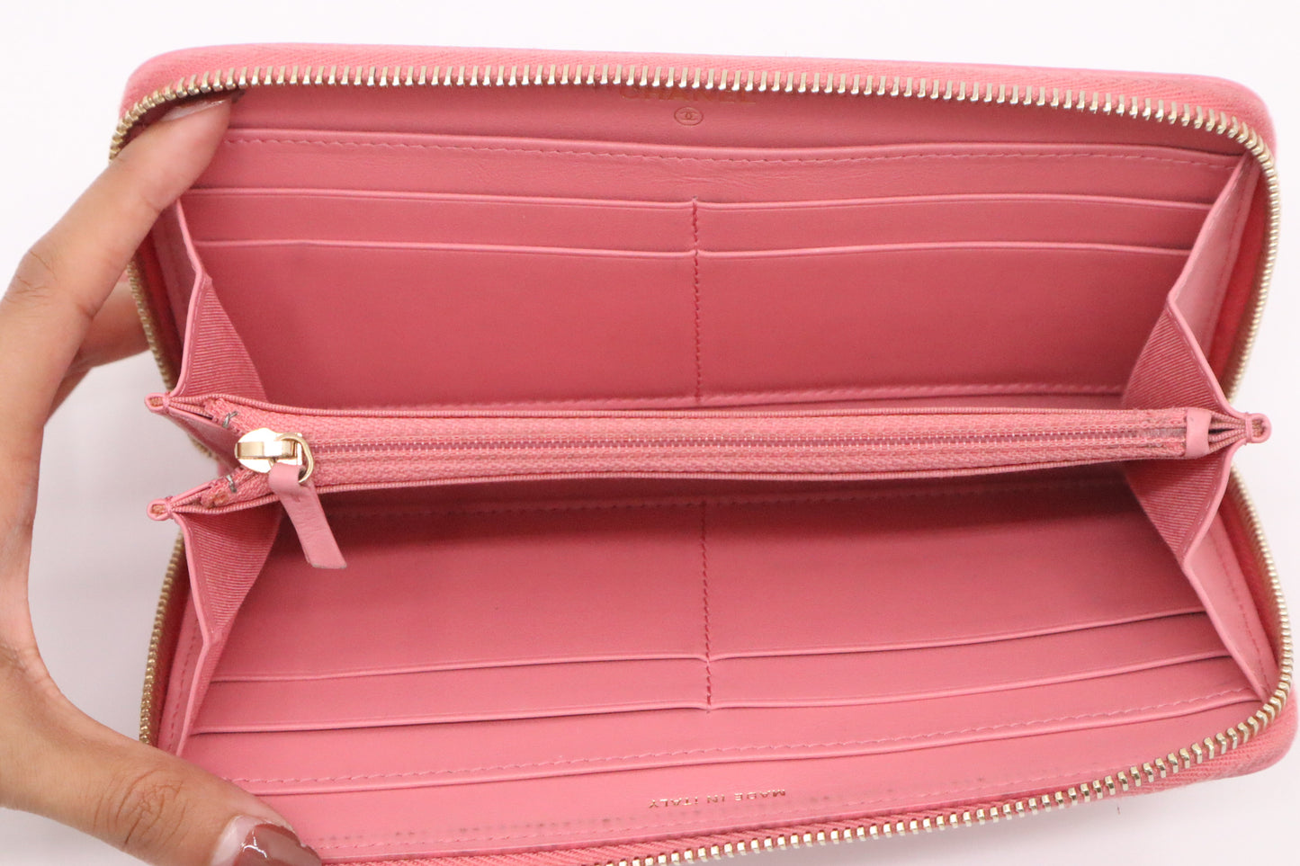 Chanel Long Wallet in Pink Camellia Leather