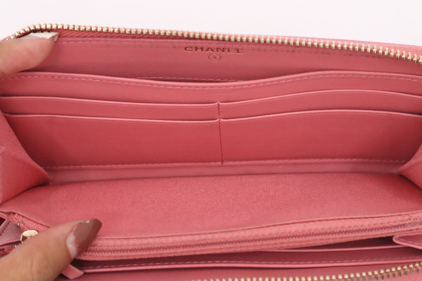 Chanel Long Wallet in Pink Camellia Leather