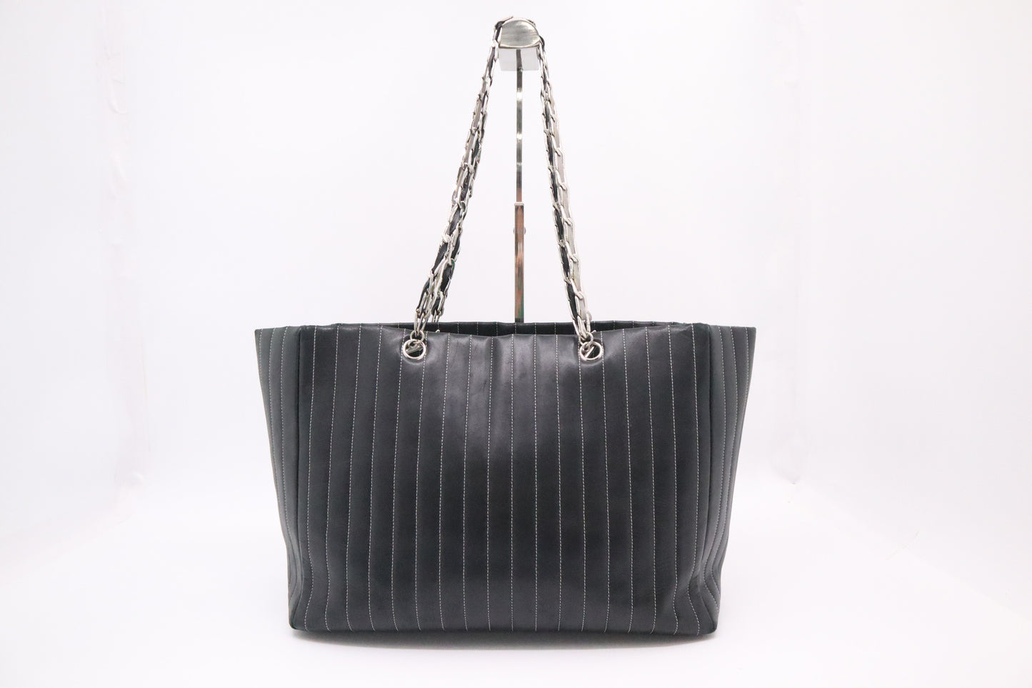 Chanel Mademoiselle Tote in Black Striped Leather