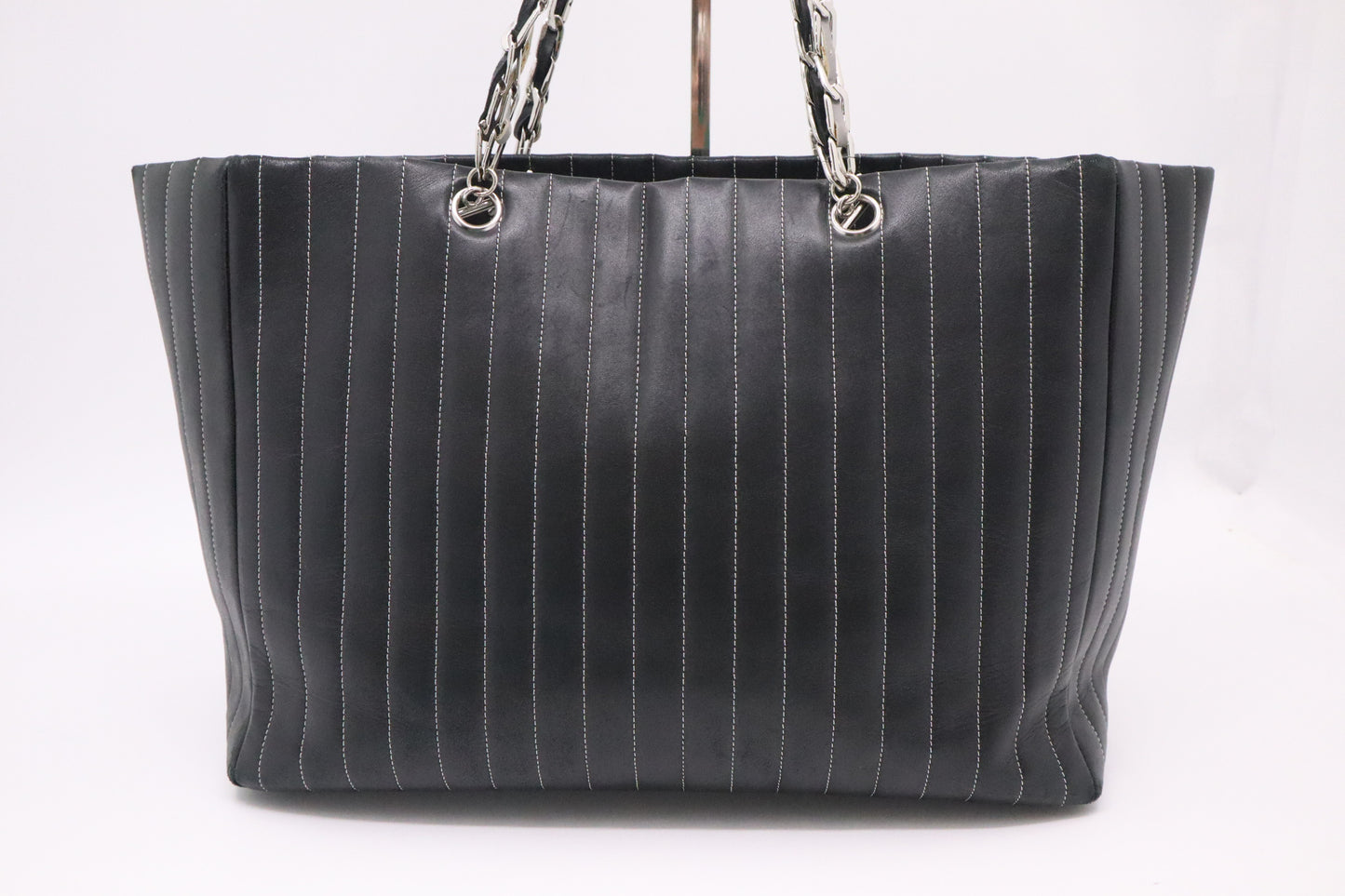 Chanel Mademoiselle Tote in Black Striped Leather