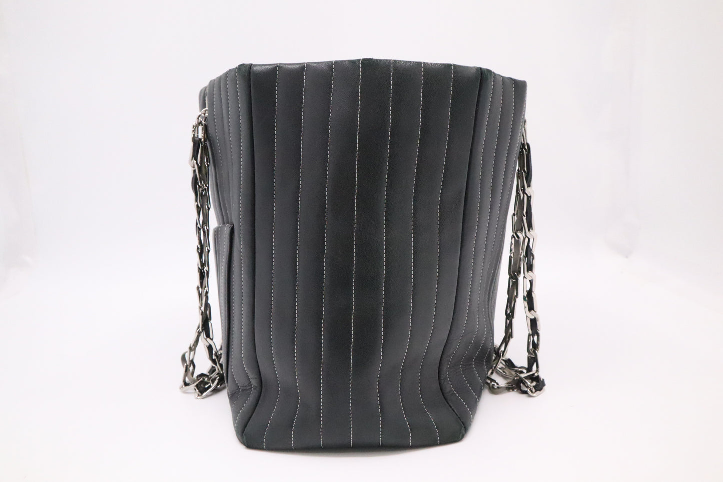 Chanel Mademoiselle Tote in Black Striped Leather