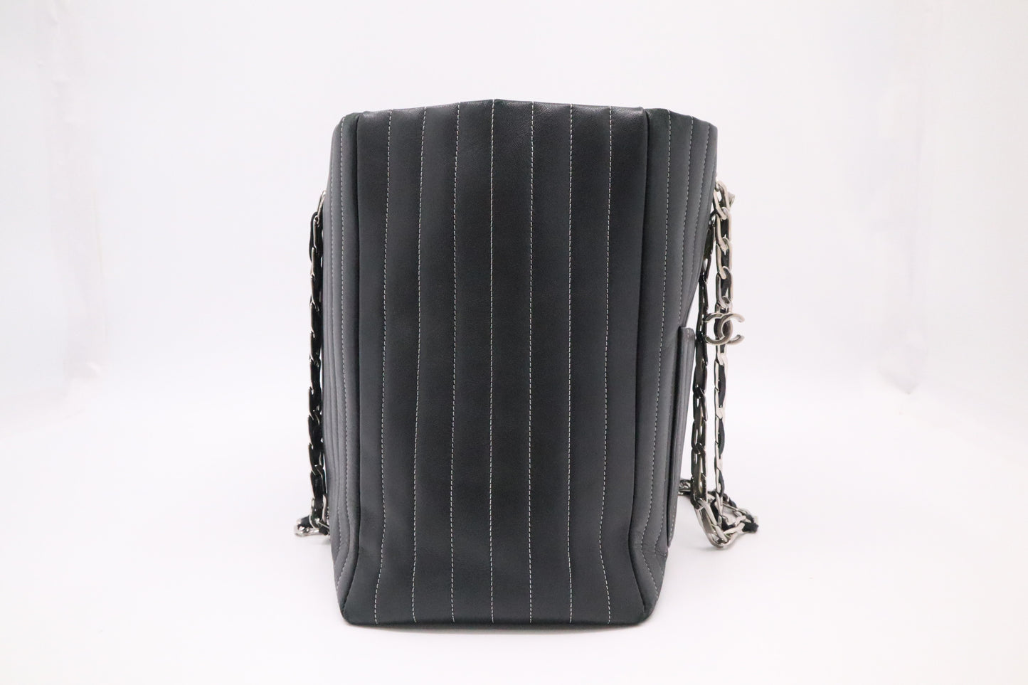 Chanel Mademoiselle Tote in Black Striped Leather