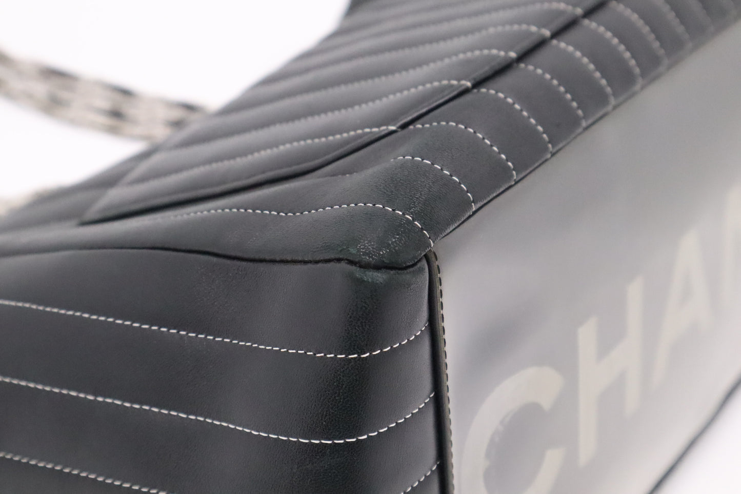 Chanel Mademoiselle Tote in Black Striped Leather