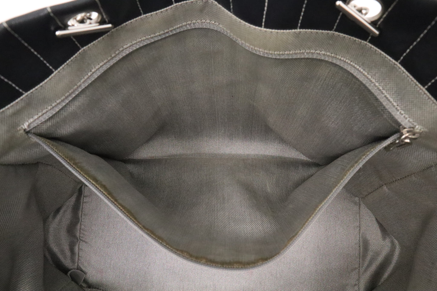 Chanel Mademoiselle Tote in Black Striped Leather