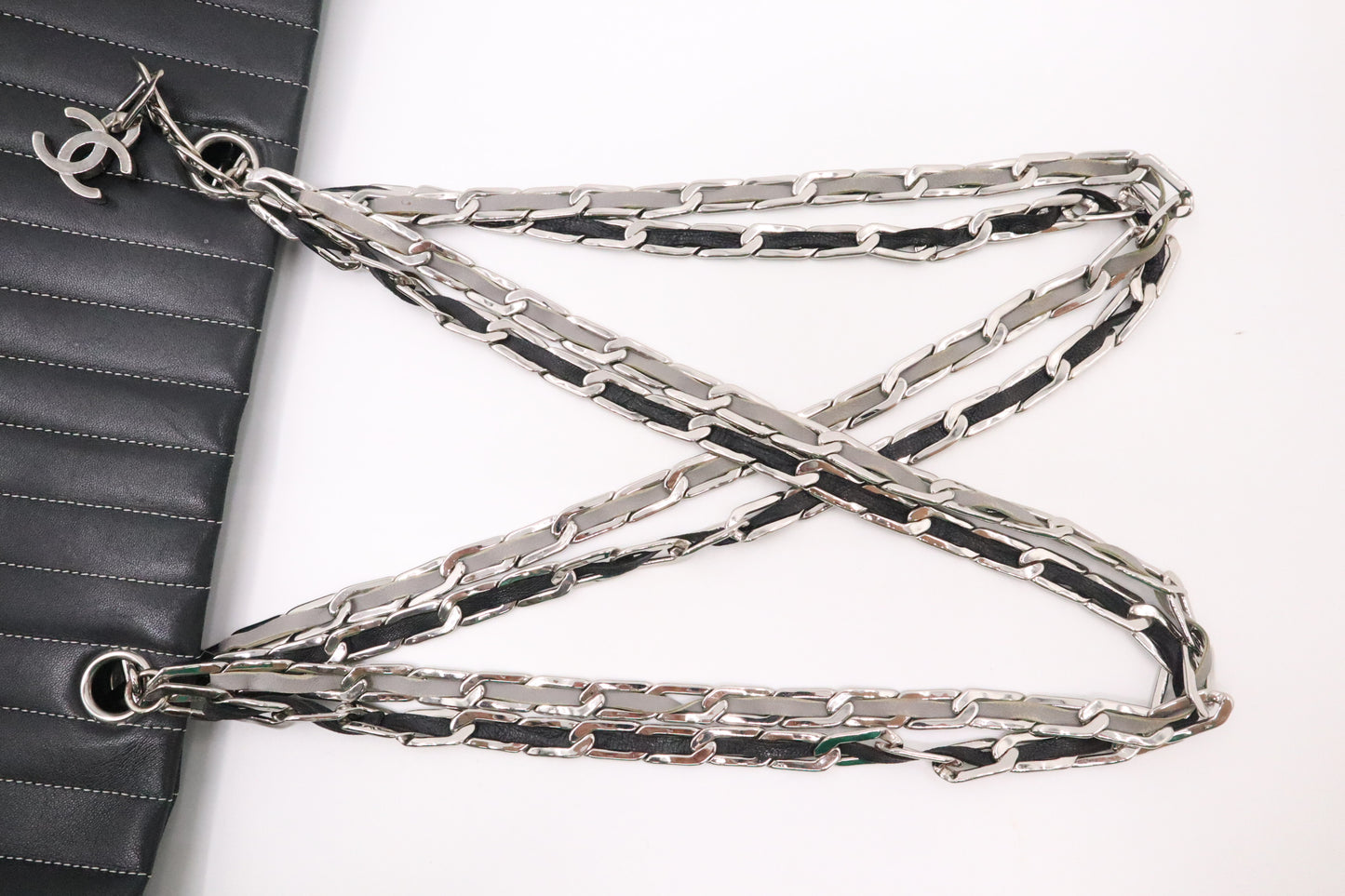 Chanel Mademoiselle Tote in Black Striped Leather