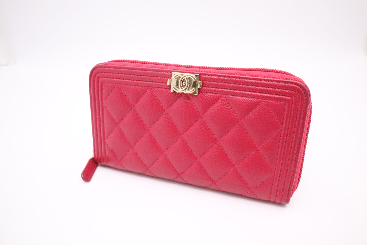 Chanel Boy Long Zippy in Pink Caviar Leather