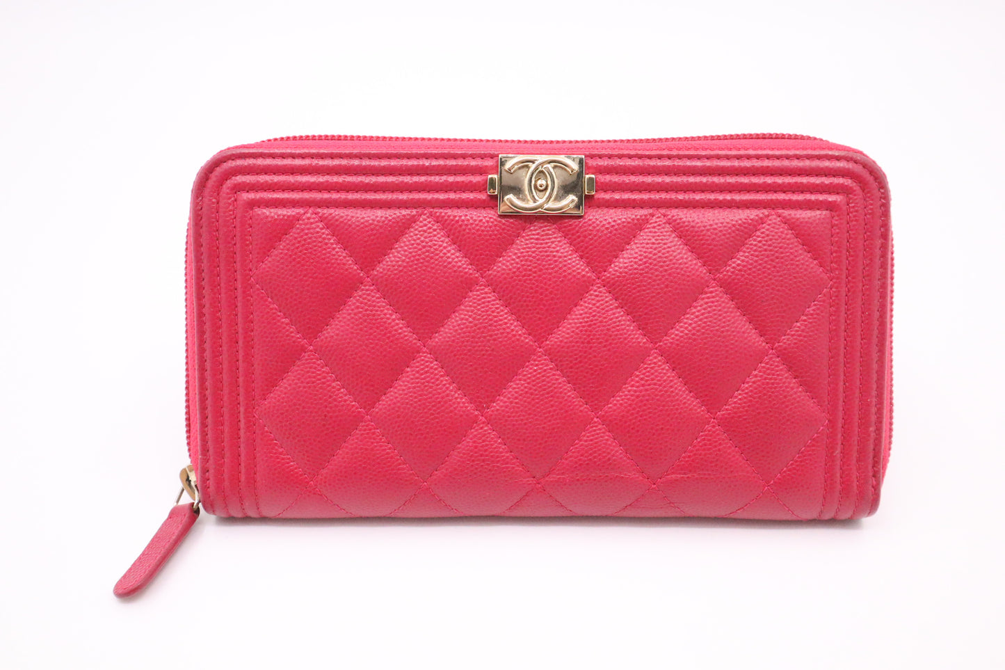 Chanel Boy Long Zippy in Pink Caviar Leather