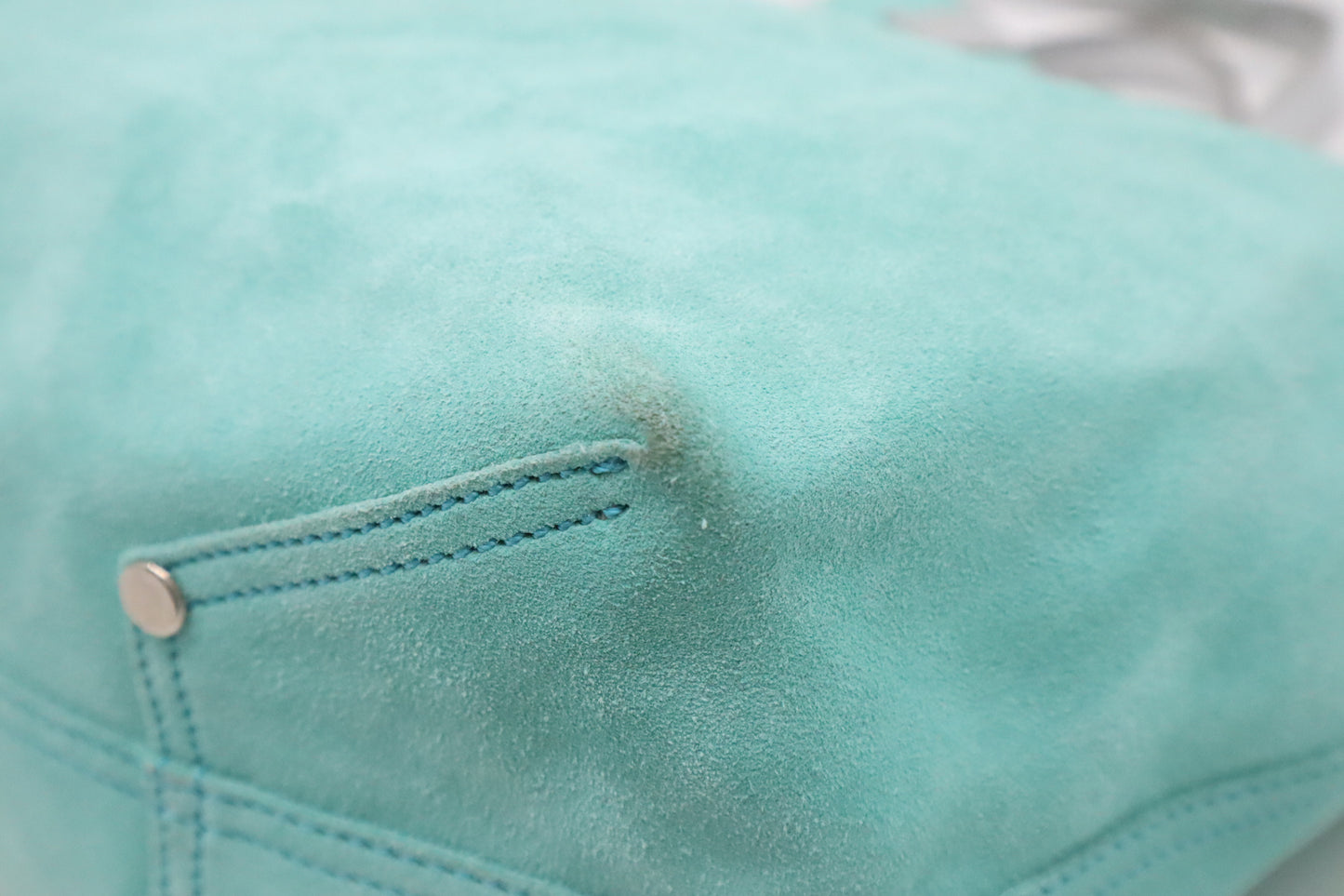 Tiffany & Co. Small Tote Bag in Silver & Blue Leather