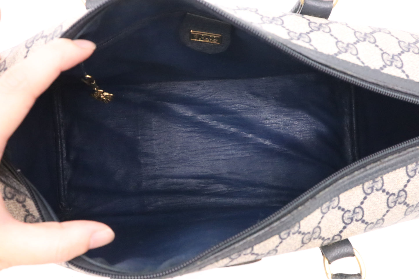 Gucci Boston Bag in Blue GG Supreme Canvas