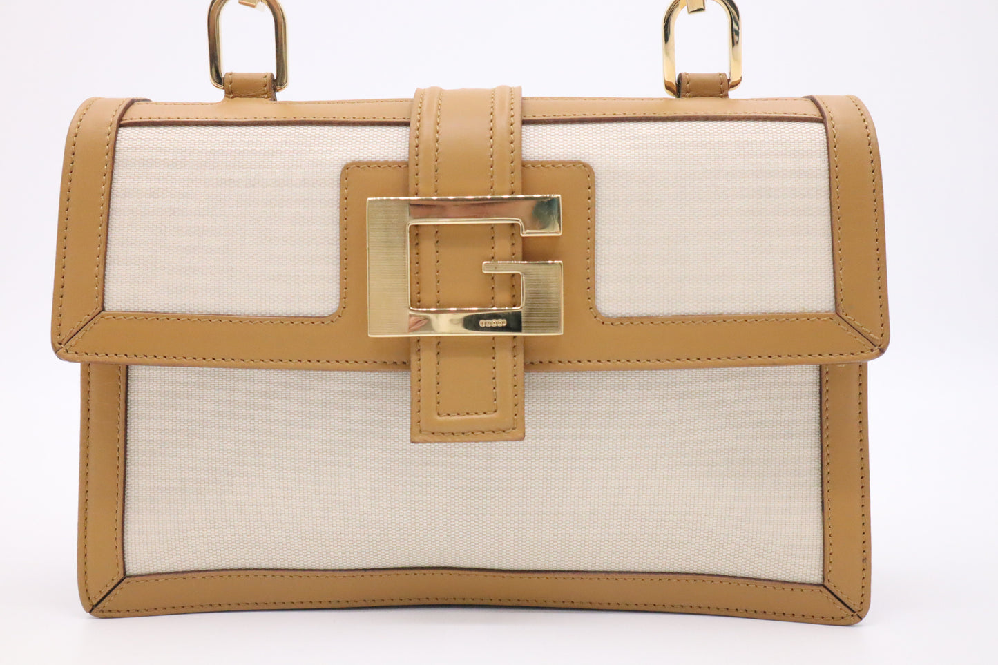 Gucci Shoulder Bag in Cream Canvas with Tan Leather