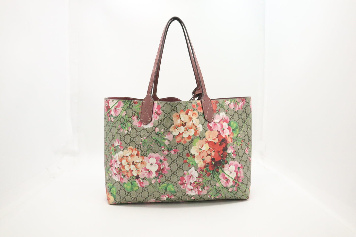 Gucci Reversible Tote in Pink Blooms GG Supreme Canvas