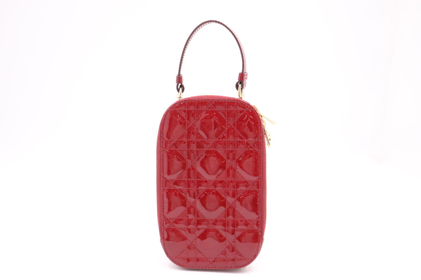 Dior Call in Dior Phone Bag in Red Cannage Patent Leather