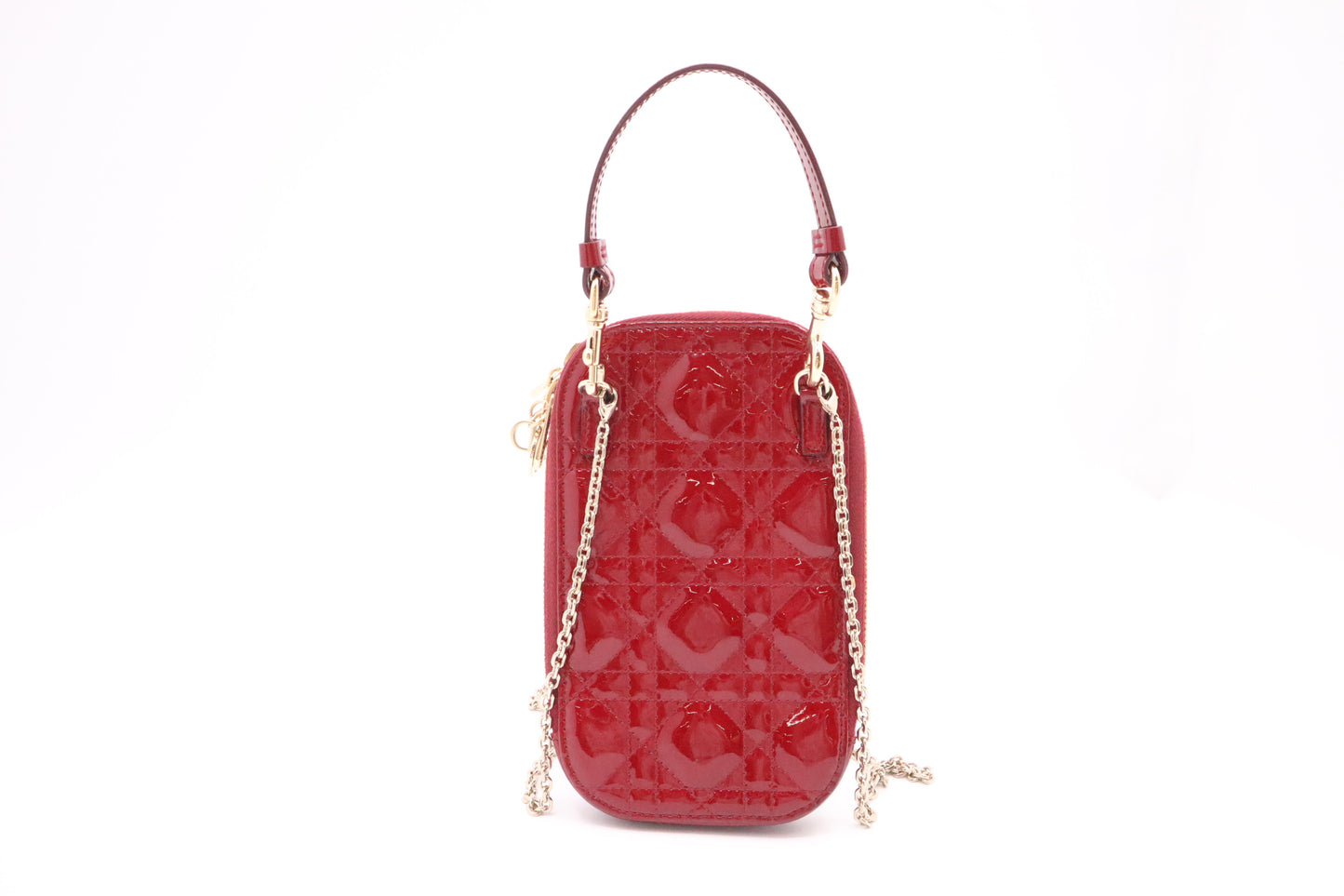 Dior Call in Dior Phone Bag in Red Cannage Patent Leather